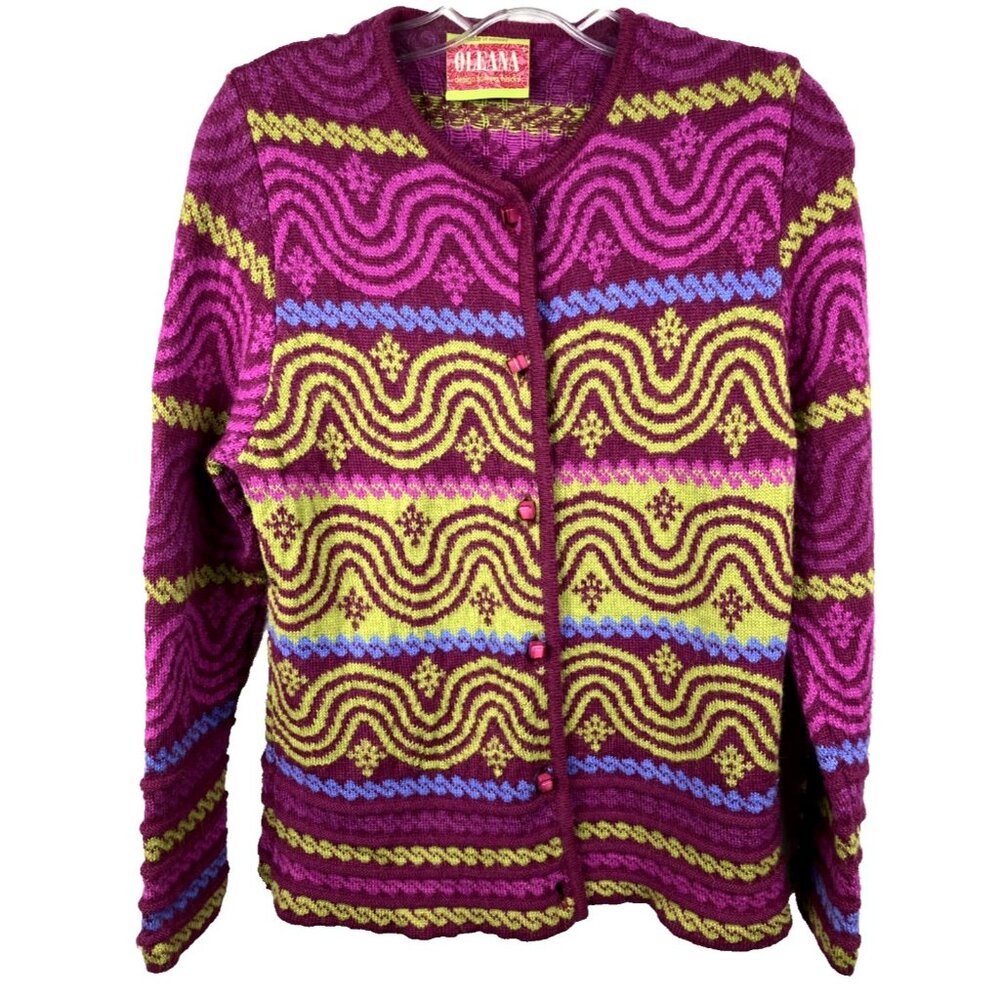 S Women Oleana Alpaca Cardigan Pink Green Blue